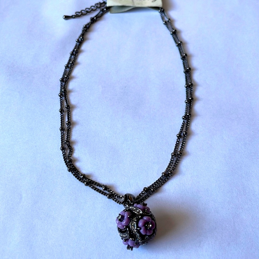 Vintage Necklace Black and purple Made in Thailand